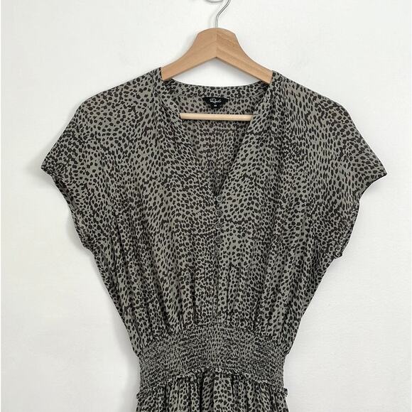 Rails Karla Olive Lynx Smocked Waist Flouncy Tiered Lightweight Mini Dress - XS - Picture 4 of 15